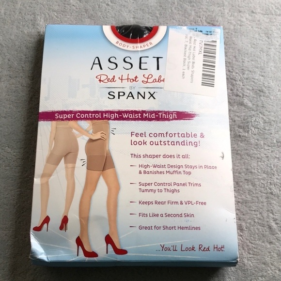 Spanx Assets Super Control High Waist Mid Thigh Shaper Size 7 Black New